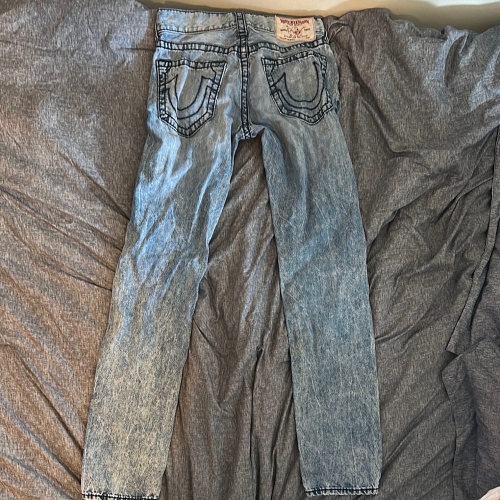 True Religion Blue Denim Jeans with Signature Stitching